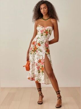 Reformation Juliette  Dress with Pink and Orange Floral Print size 4